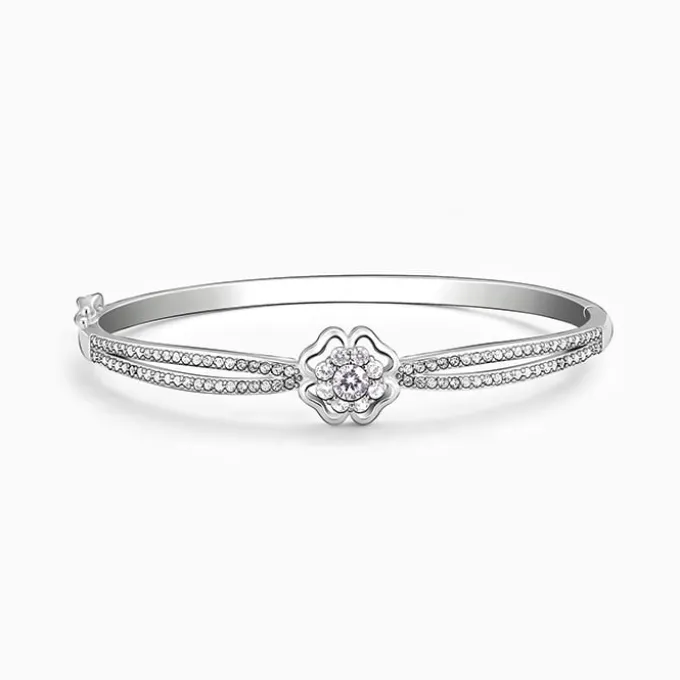 Silver Zircon Flower Bracelet