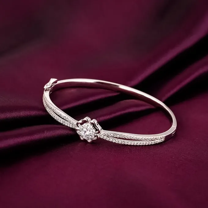 Silver Zircon Flower Bracelet