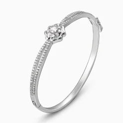 Silver Zircon Flower Bracelet