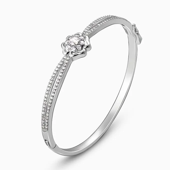 Silver Zircon Flower Bracelet