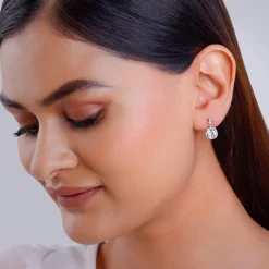 Silver Zircon Halo Earrings