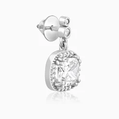 Silver Zircon Halo Earrings