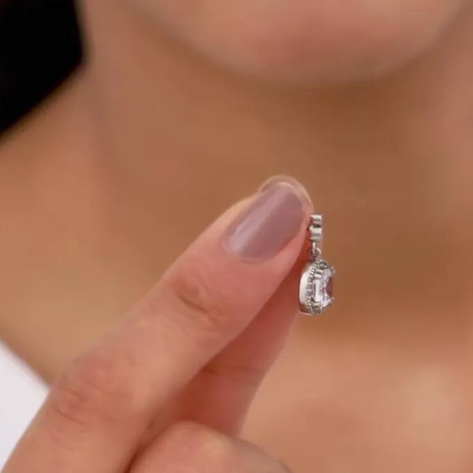 Silver Zircon Halo Earrings