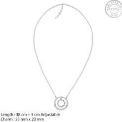 Silver Zircon Halo Necklace