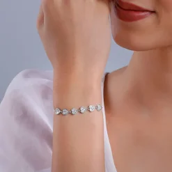 Silver Zircon Heart String Bracelet