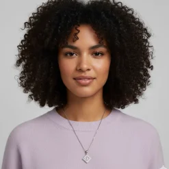 Silver Zircon Maze Pendant with Link Chain