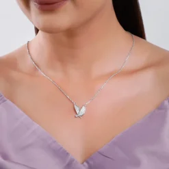Silver Zircon Mockingbird Necklace