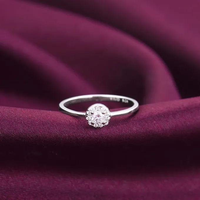 Silver Zircon Nebula Ring