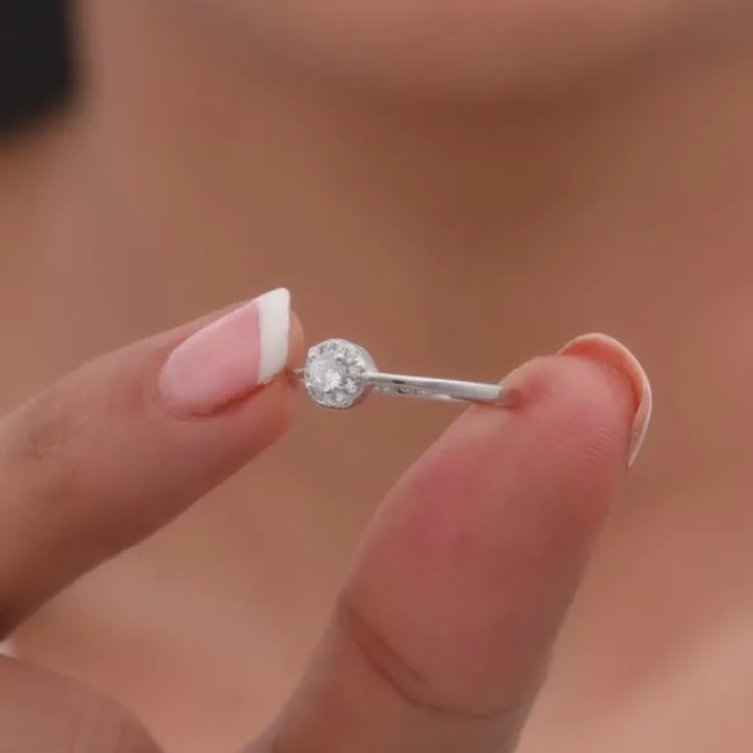 Silver Zircon Nebula Ring