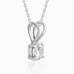 Silver Zircon Pendant with Link Chain