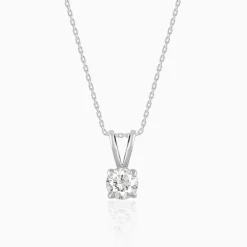 Silver Zircon Pendant with Link Chain