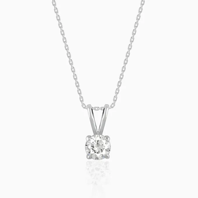 Silver Zircon Pendant with Link Chain