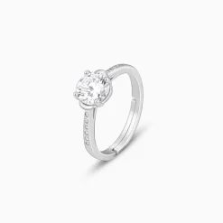 Silver Zircon Shimmer Flower Ring