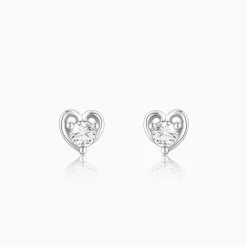 Silver Zircon Small Heart Studs
