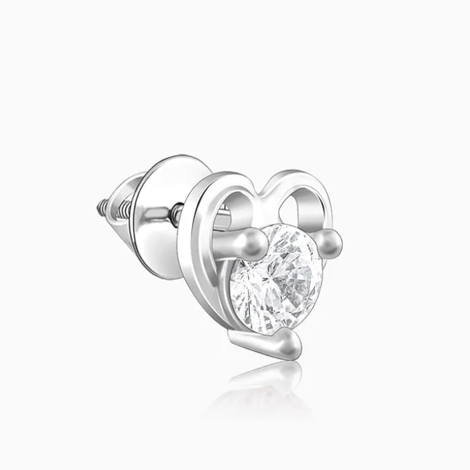 Silver Zircon Small Heart Studs