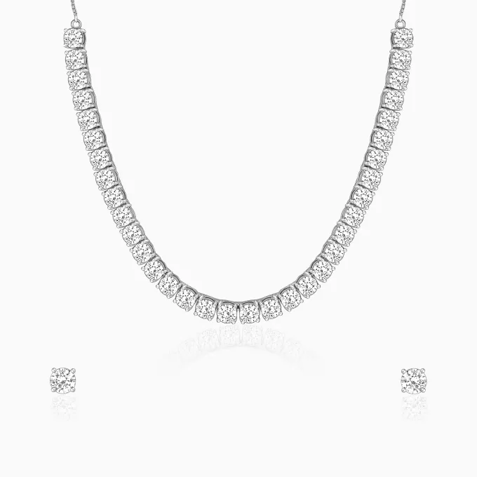 Silver Zircon Solitaire Set