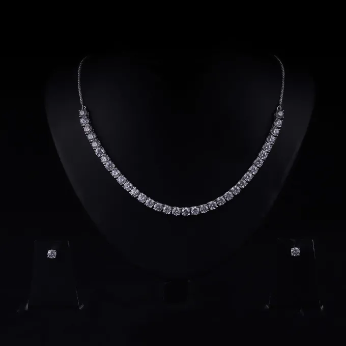 Silver Zircon Solitaire Set