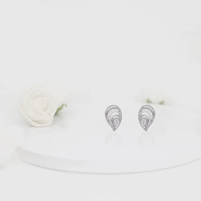 Silver Zircon Sparkling Drop Earrings