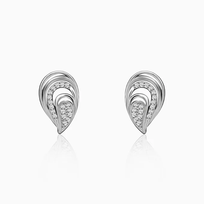 Silver Zircon Sparkling Drop Earrings