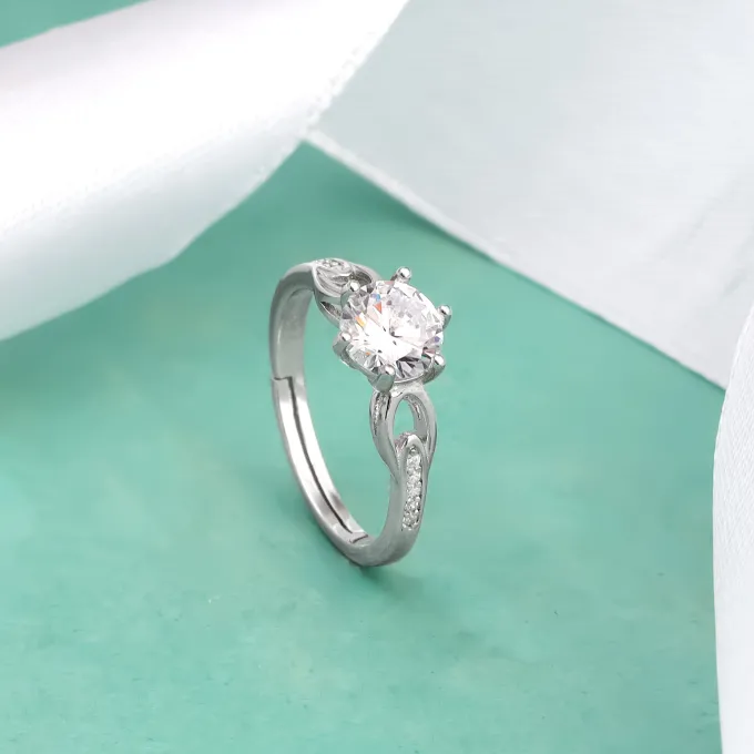 Silver Zircon Sparkling Loop Ring