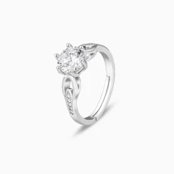 Silver Zircon Sparkling Loop Ring