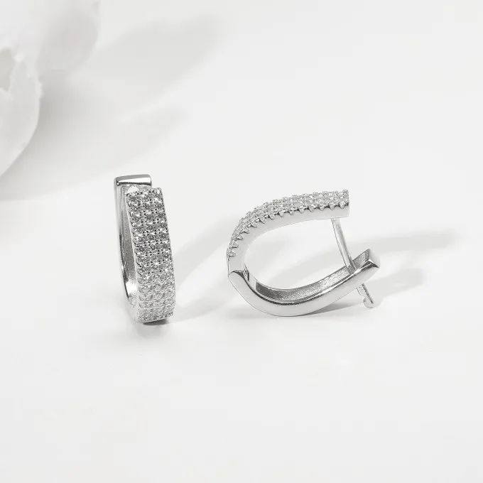 Silver Zircon Sparkling Stud Earrings