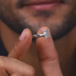 Silver Zircon Square Ring For Him