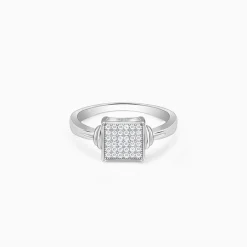 Silver Zircon Square Ring For Him