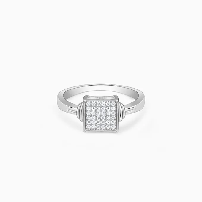 Silver Zircon Square Ring For Him