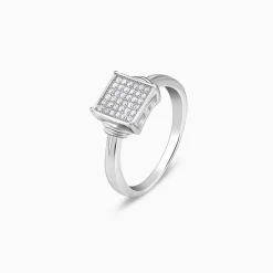 Silver Zircon Square Ring For Him