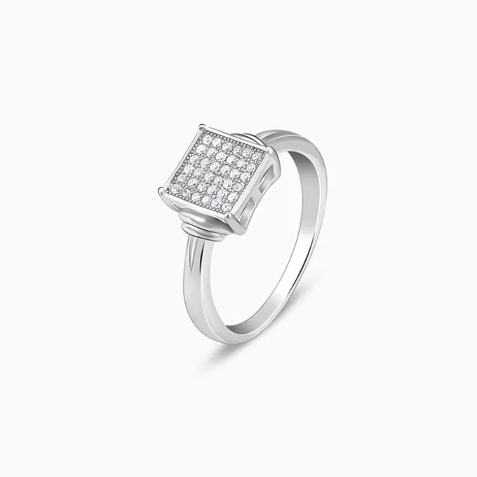 Silver Zircon Square Ring For Him
