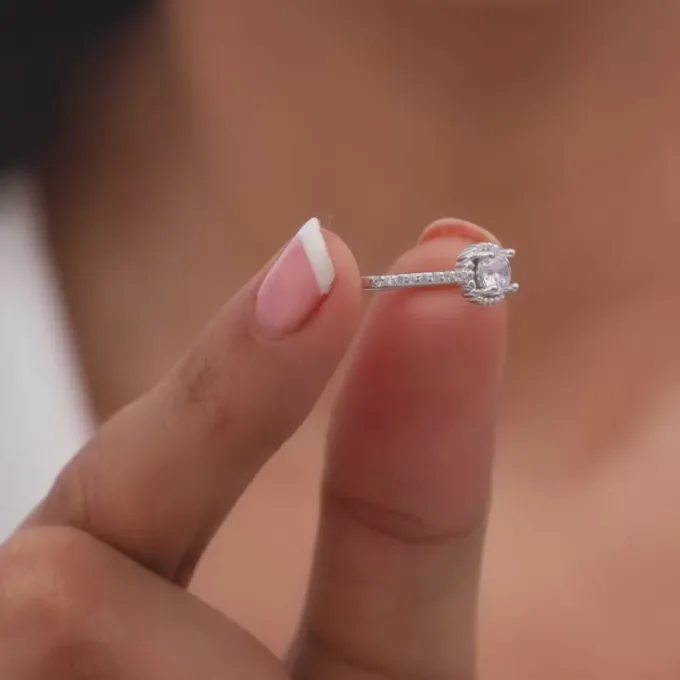 Silver Zircon Stardust Ring