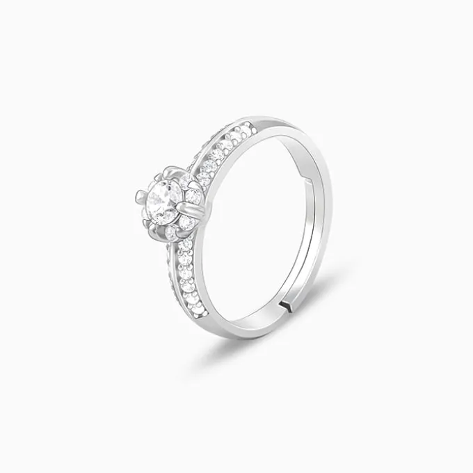 Silver Zircon Studded Grace Ring