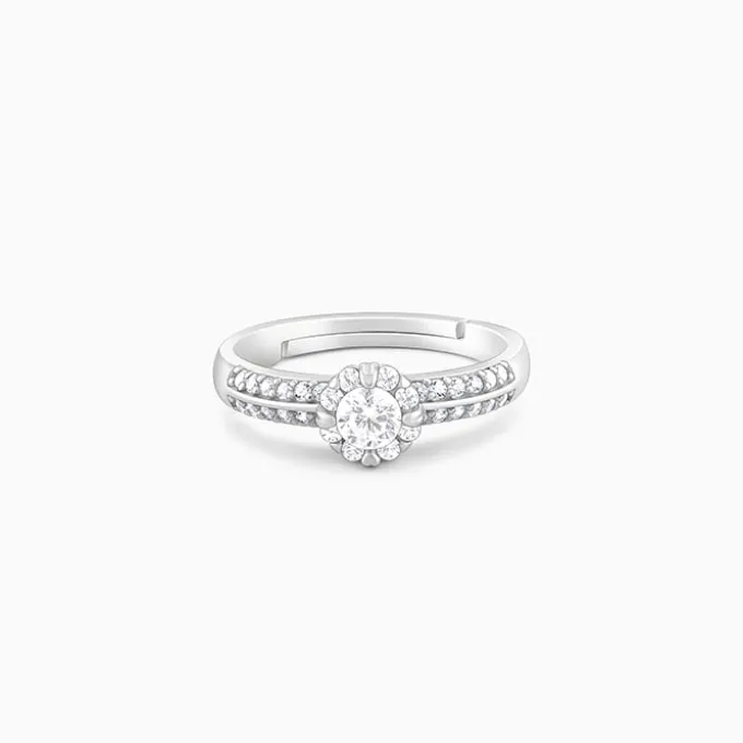 Silver Zircon Studded Grace Ring