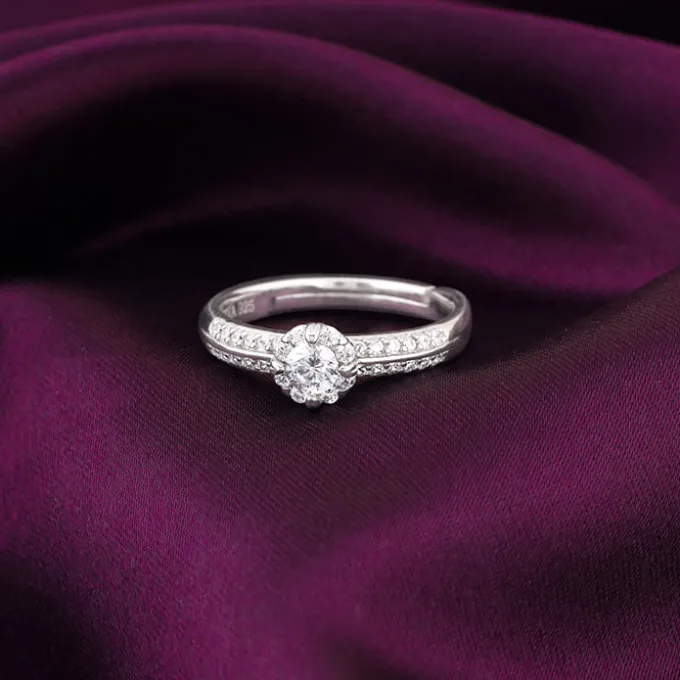 Silver Zircon Studded Grace Ring