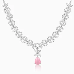 Silver Zircon Studded Magical Drop Necklace