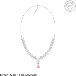 Silver Zircon Studded Magical Drop Necklace