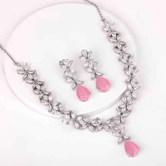 Silver Zircon Studded Magical Drop Set