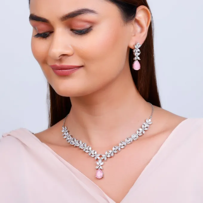 Silver Zircon Studded Magical Drop Set