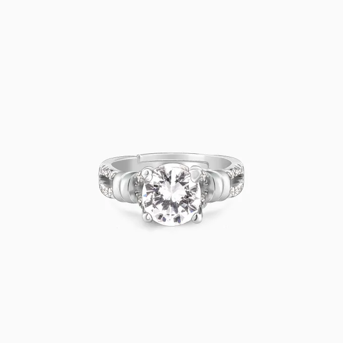 Silver Zircon Studded Ring