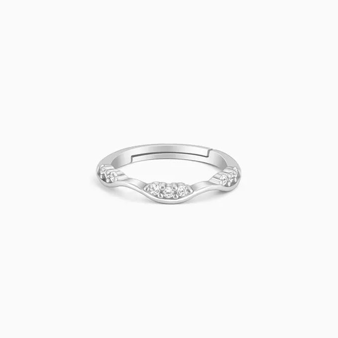 Silver Zircon Tune of Wave Ring