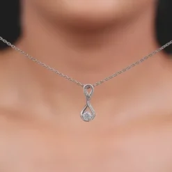 Silver Zircon Twist Necklace