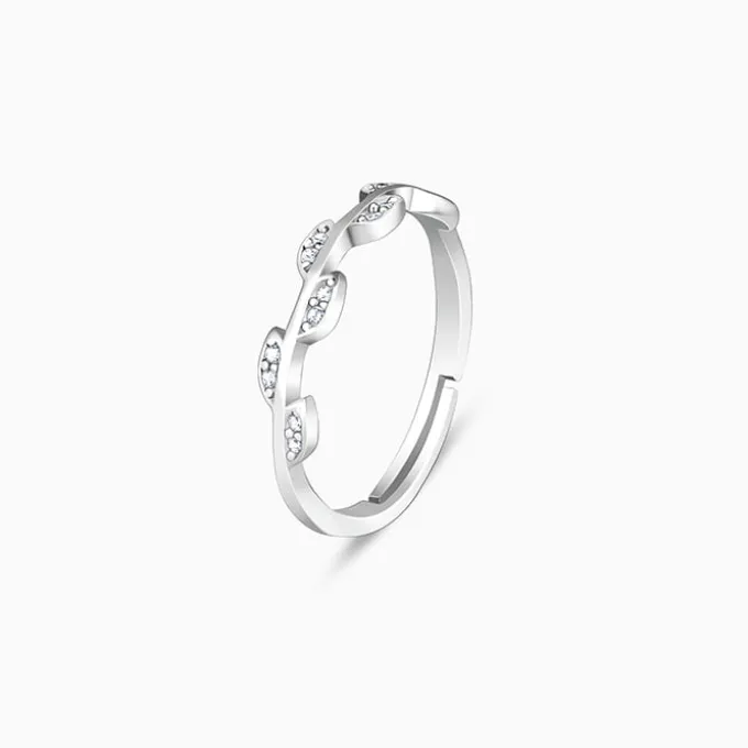 Silver Zircon Vine Shine Ring