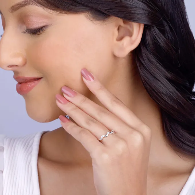 Silver Zircon Vine Shine Ring