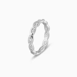 Silver Zircon Wave Entwined Ring