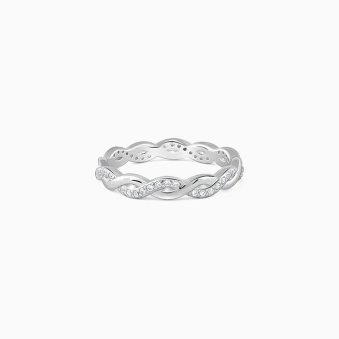Silver Zircon Wave Entwined Ring