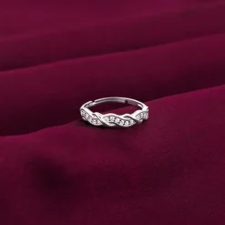 Silver Zircon Winding Wave Ring