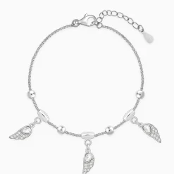 Silver Zircon Winged Charm Bracelet