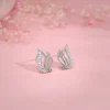 Silver Zircon Winged Earrings