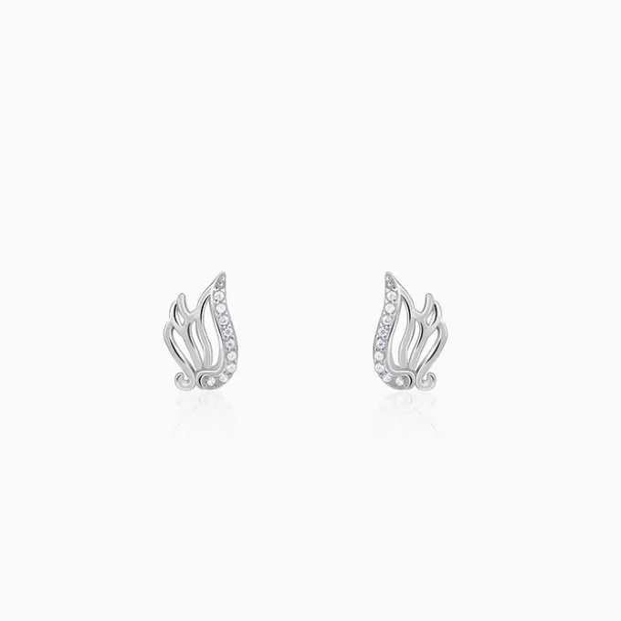 Silver Zircon Winged Earrings